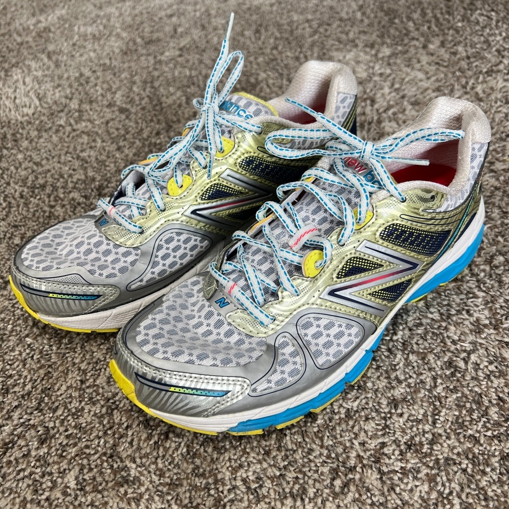 VTG 2013 New Balance 860 V4 Silver Blue Yellow Running Shoes Womens 11.5 W860WB4